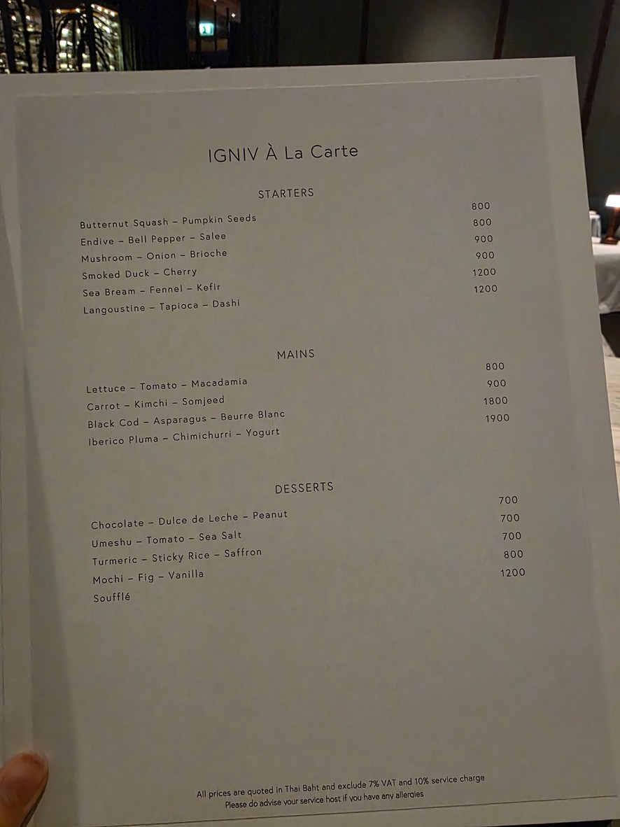 IGNIV Bangkok 依格尼夫曼谷 menu 1