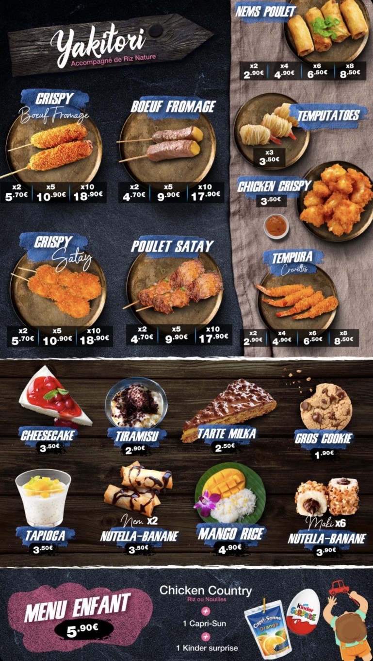 Comida asiática by BAZE Ivry-sur-seine menu 1