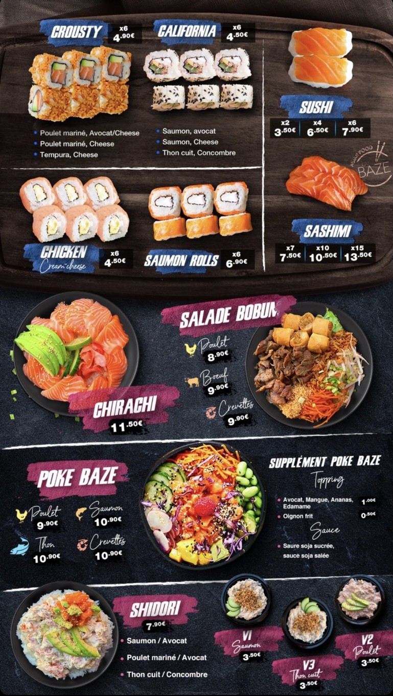 Comida asiática by BAZE Ivry-sur-seine menu 2
