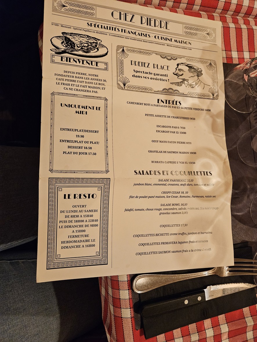 Café Chez Pierre menu 1