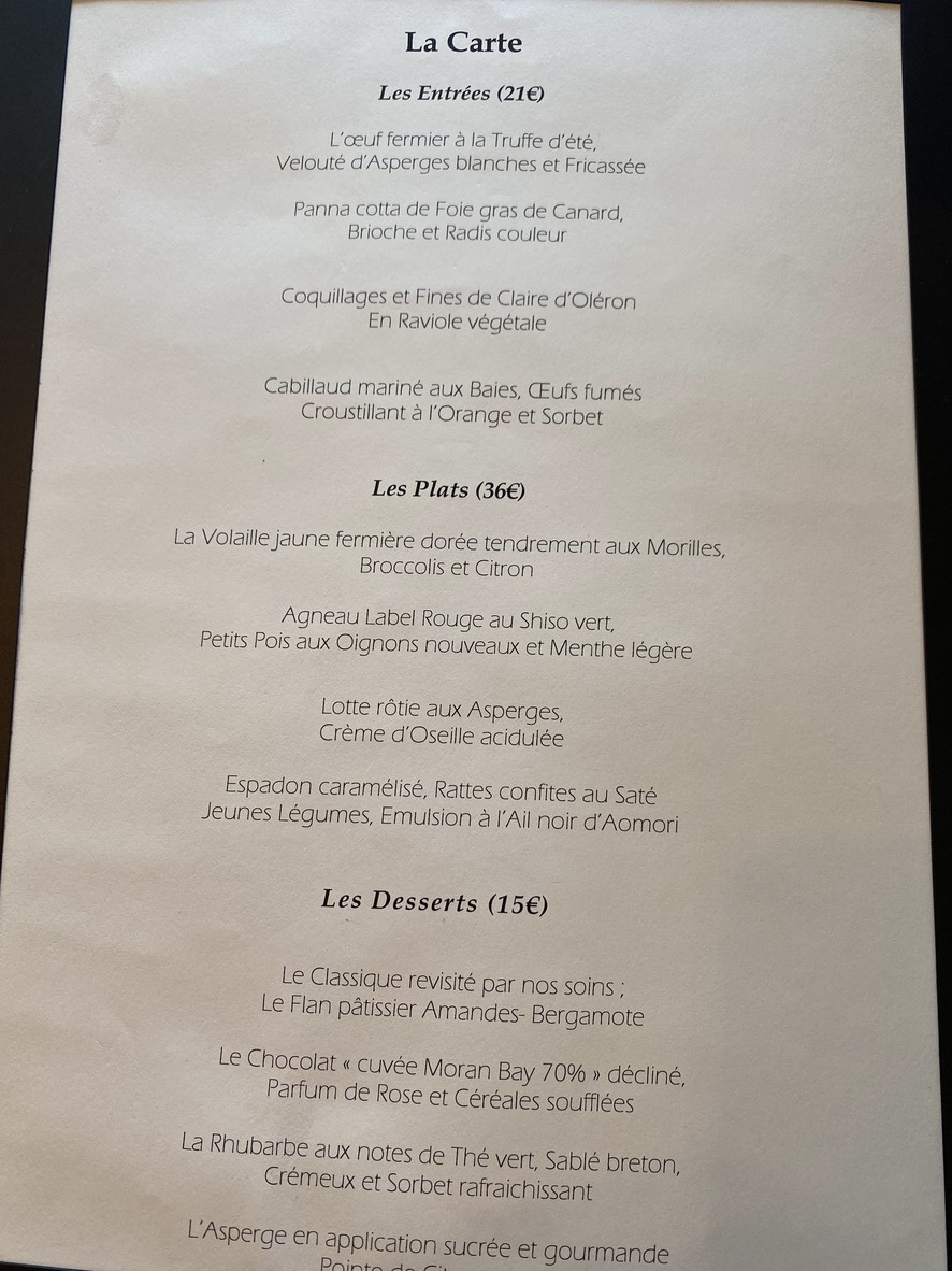 Les Magnolias menu 1