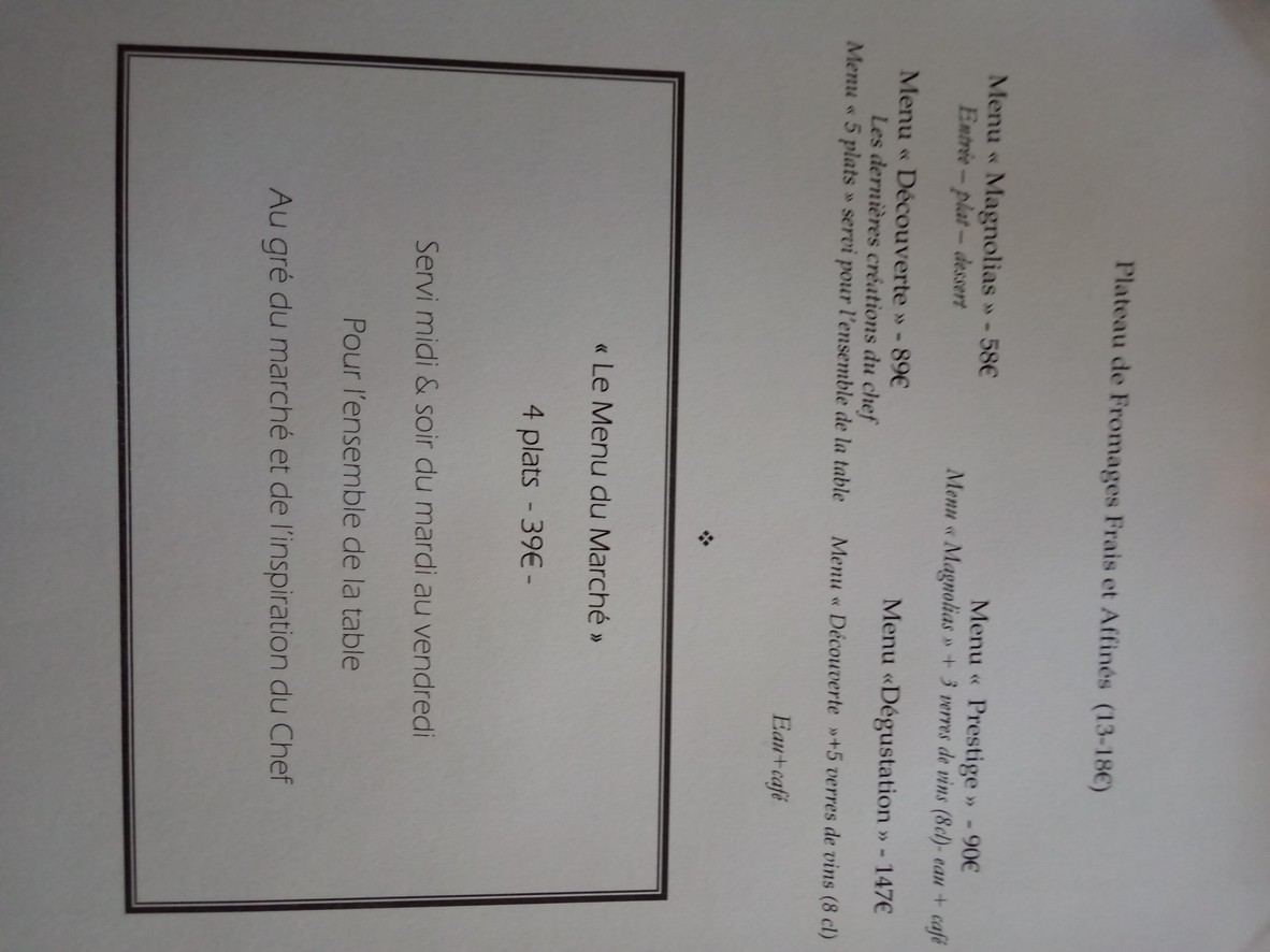 Les Magnolias menu 2