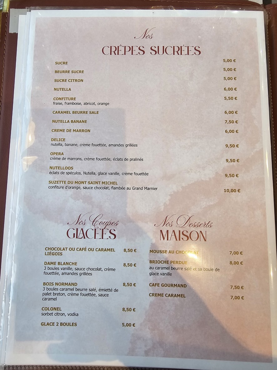 Crêperie des Champs Philippe menu 2