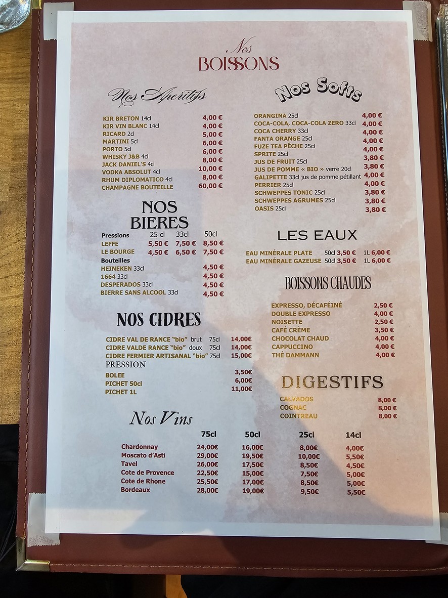 Crêperie des Champs Philippe menu 3