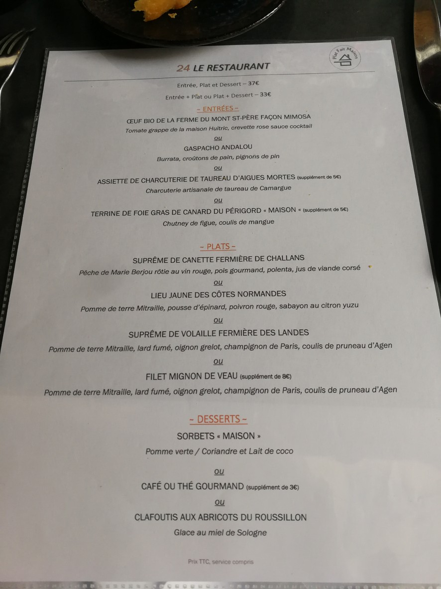 24 Le restaurant menu 1