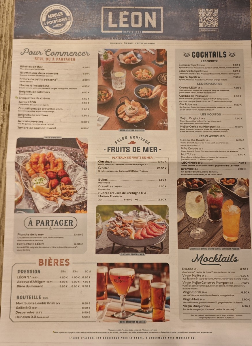 Léon Fish Brasserie - 维利耶苏尔马恩 menu 2