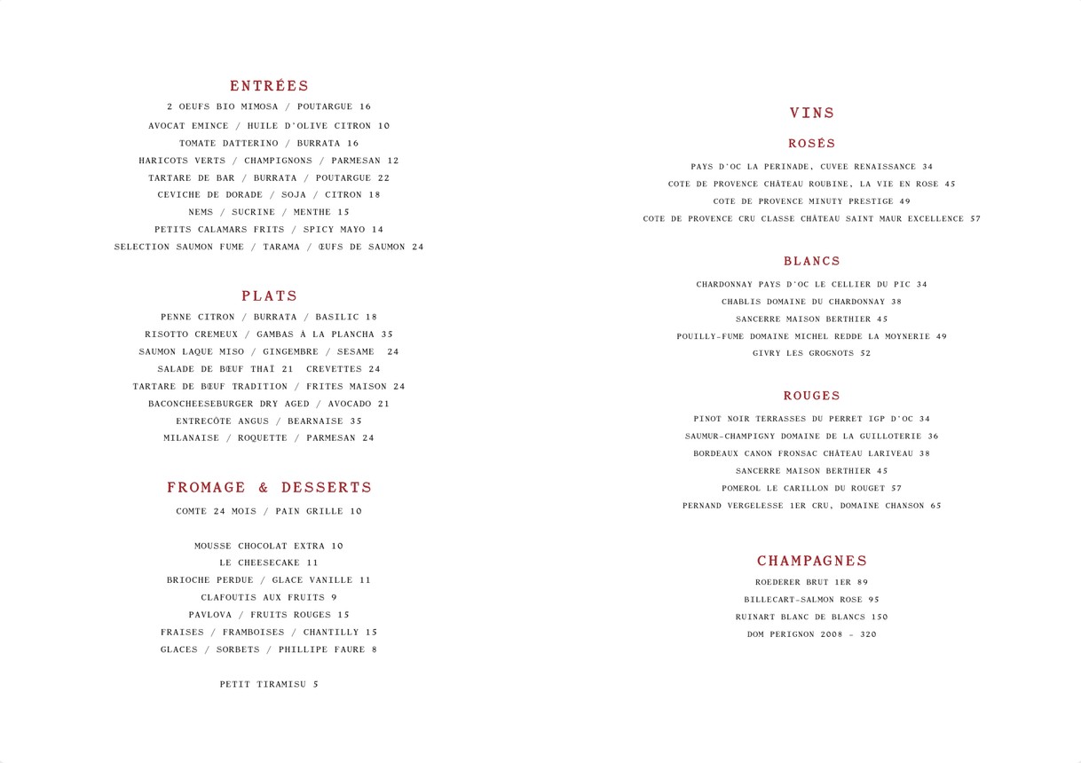 Polo Auteuil Restaurant menu 2