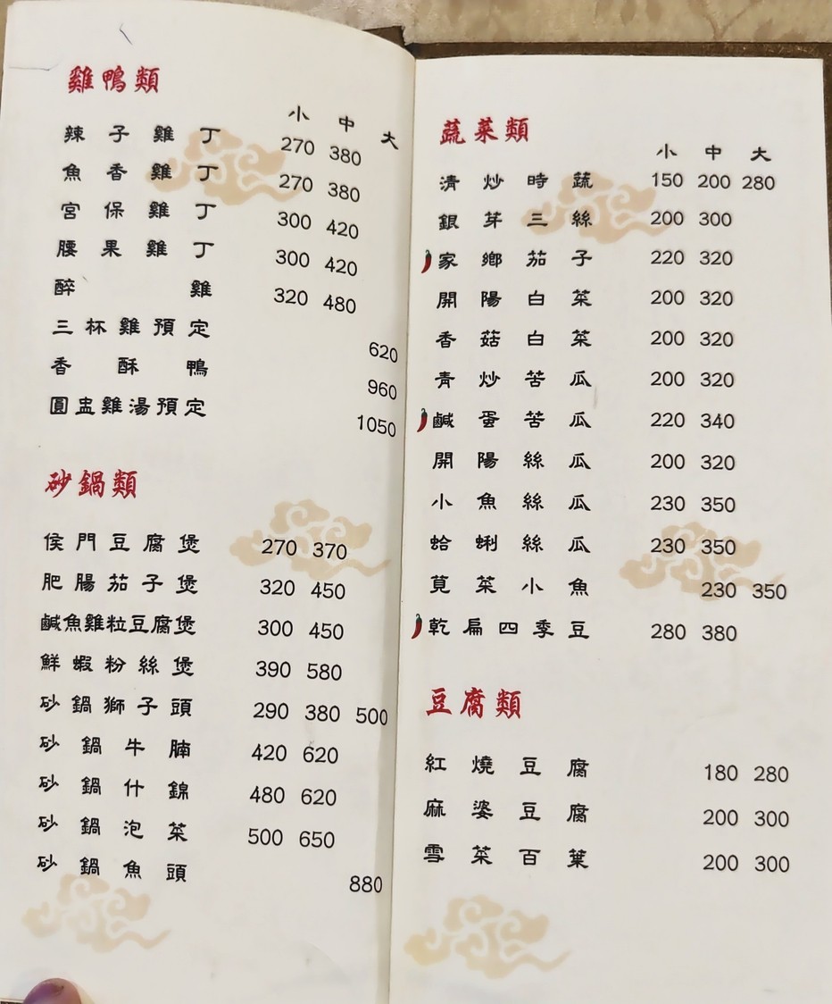Hóumén Xiǎoguǎn menu 2