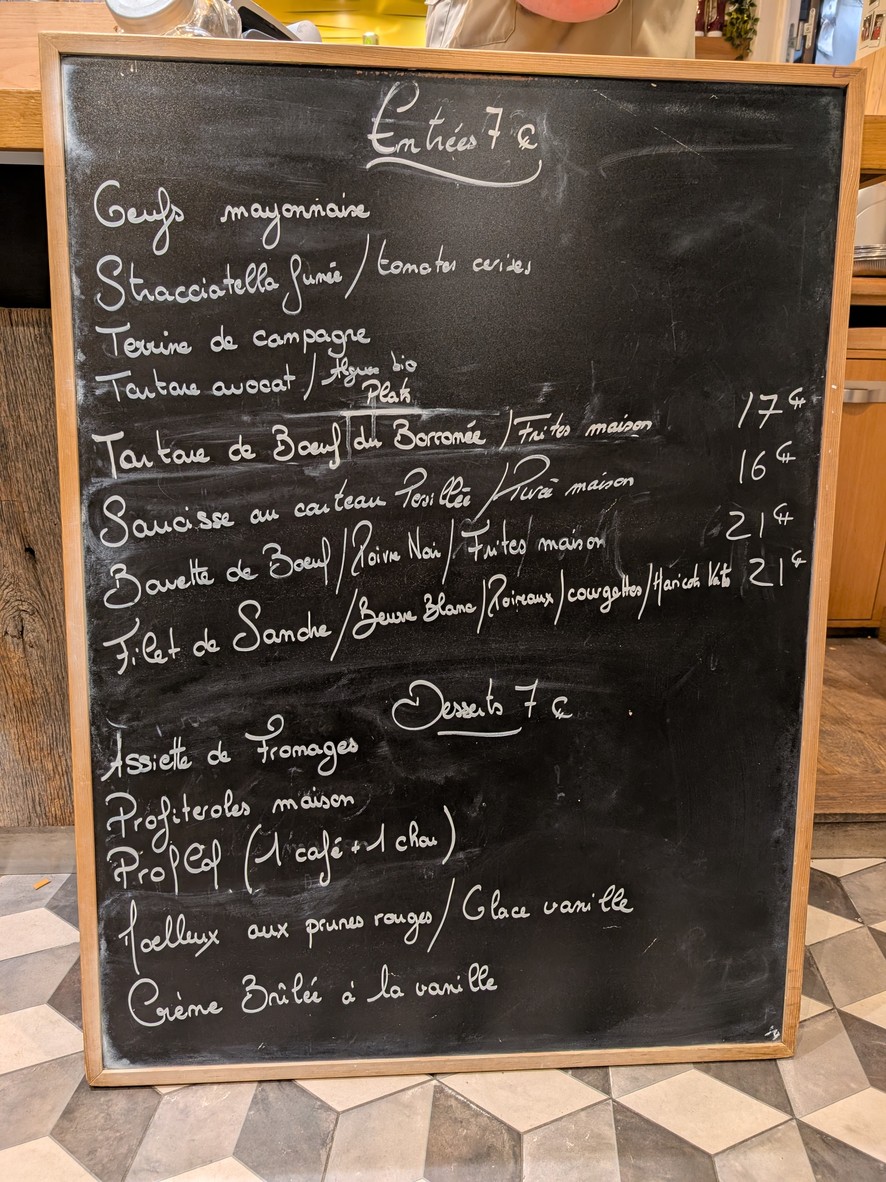 Le Borromée menu 1