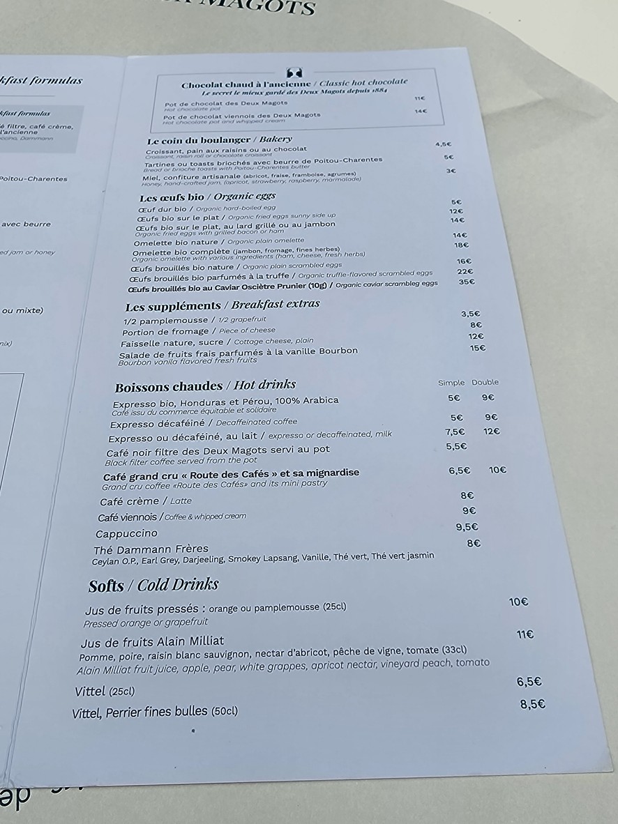 Les Deux Magots menu 2