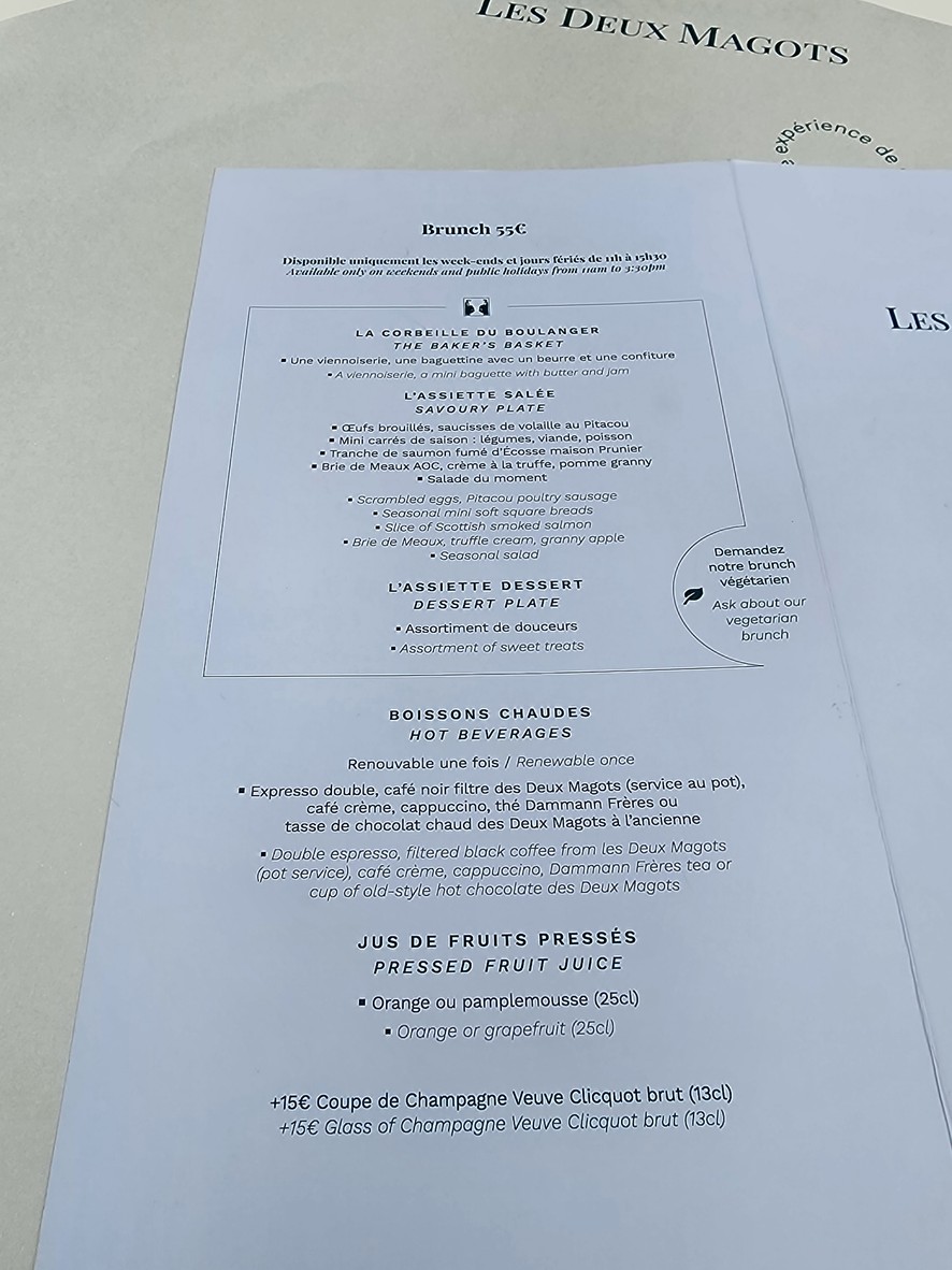 Les Deux Magots menu 3
