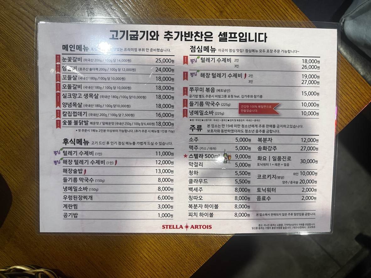 Dangsan Odol, Bangi menu 1
