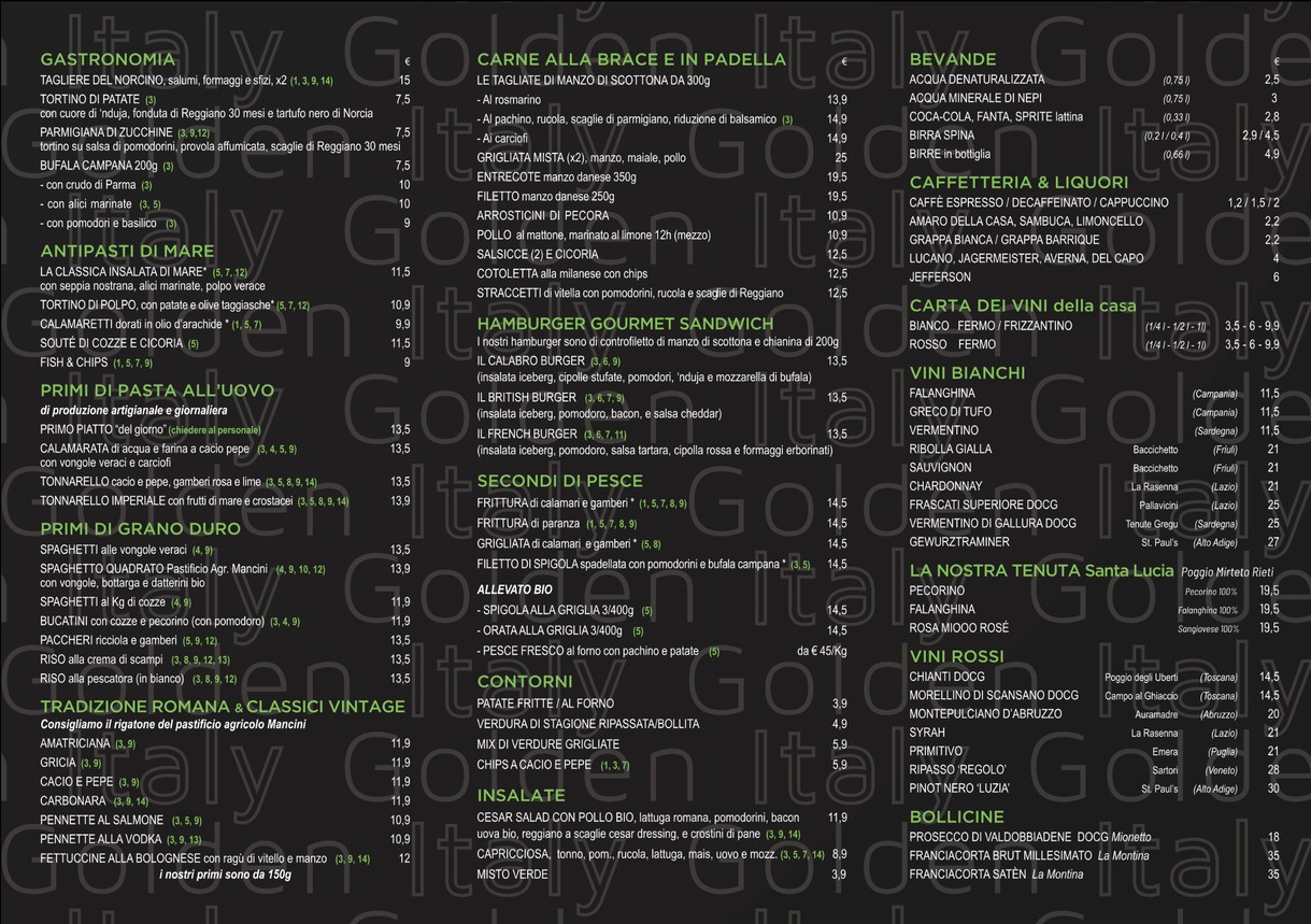 Golden Italy menu 2