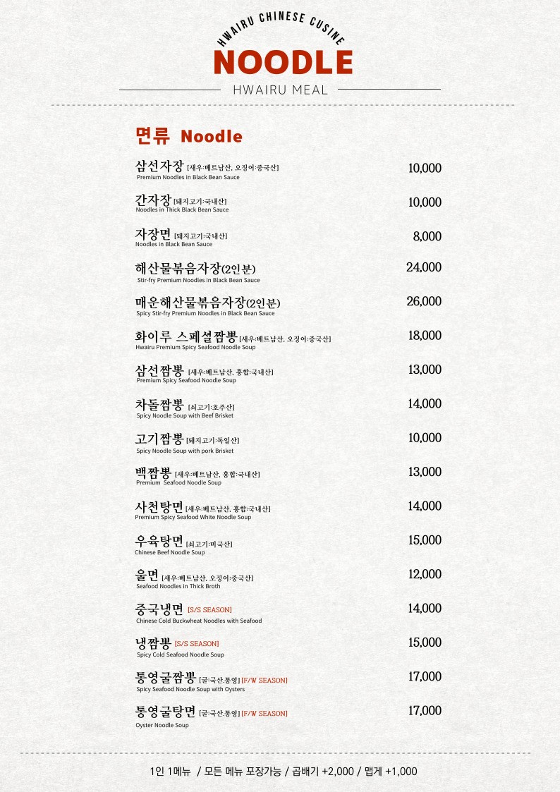 Hwailu menu 4