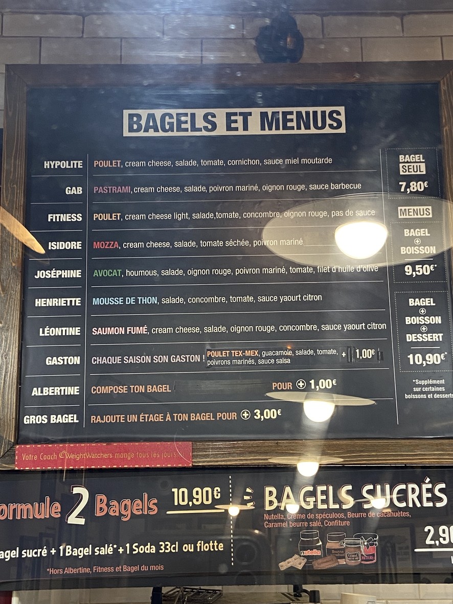 Bagelstein menu 1