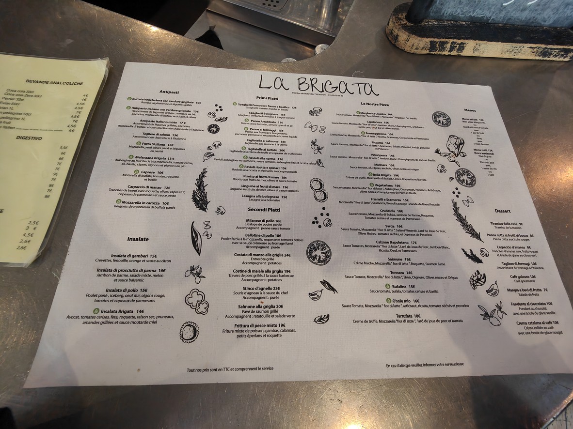La Brigata menu 1