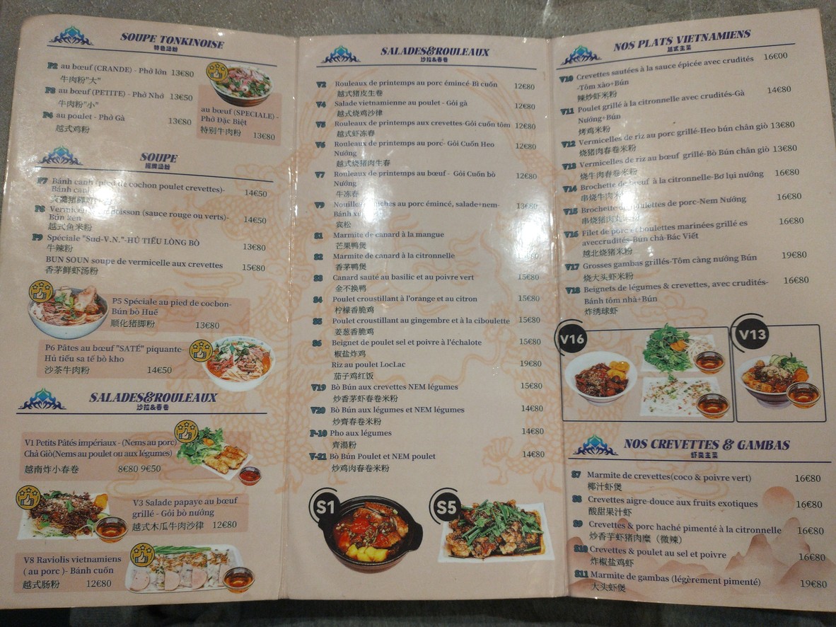 Phở Tài menu 1