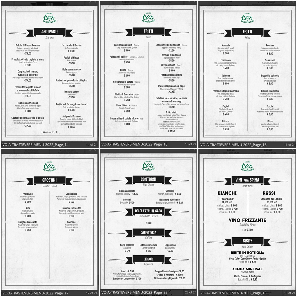 Ivo a Trastevere menu 1