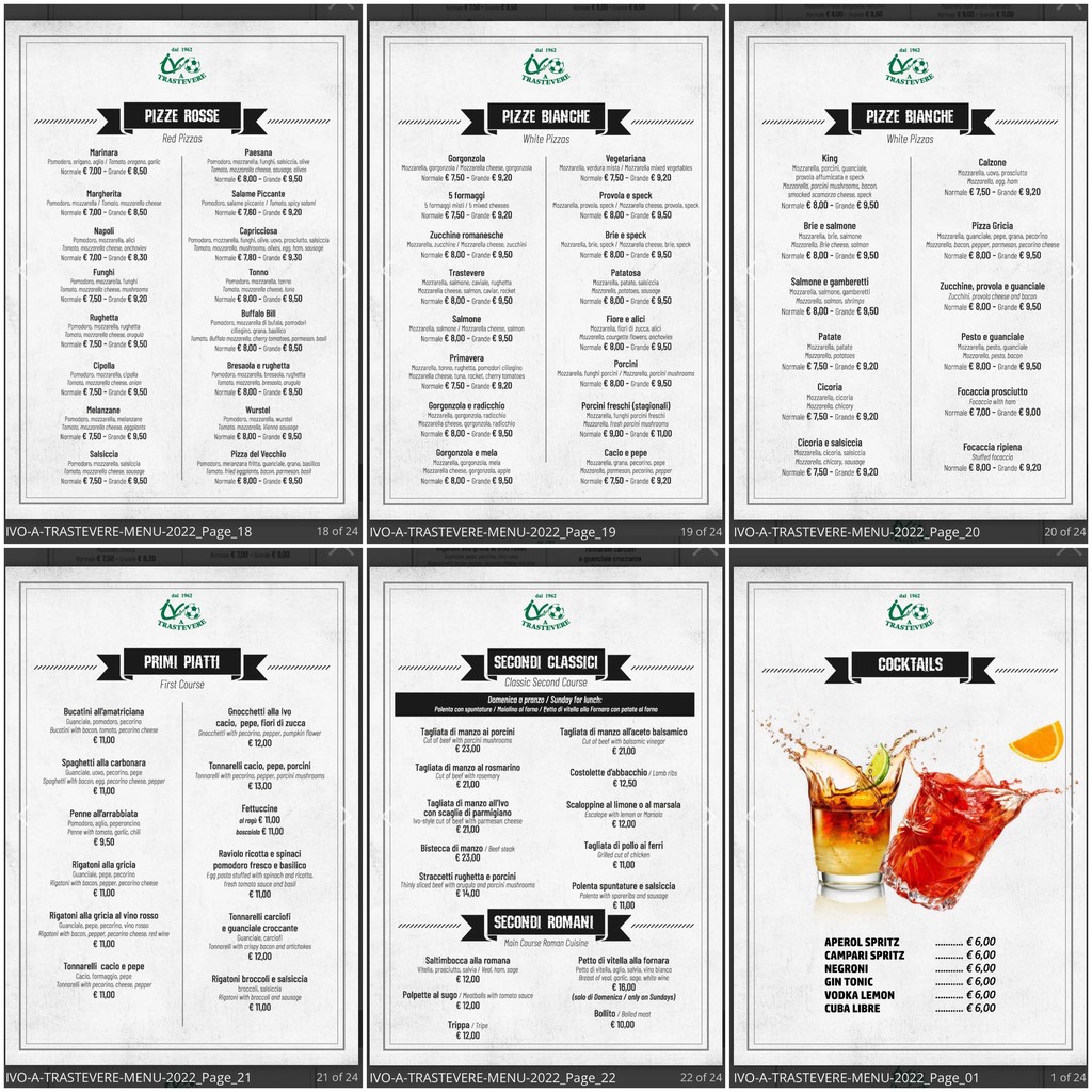 Ivo a Trastevere menu 2