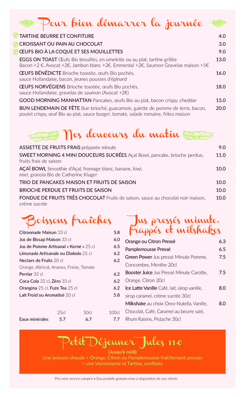 Jules menu 1