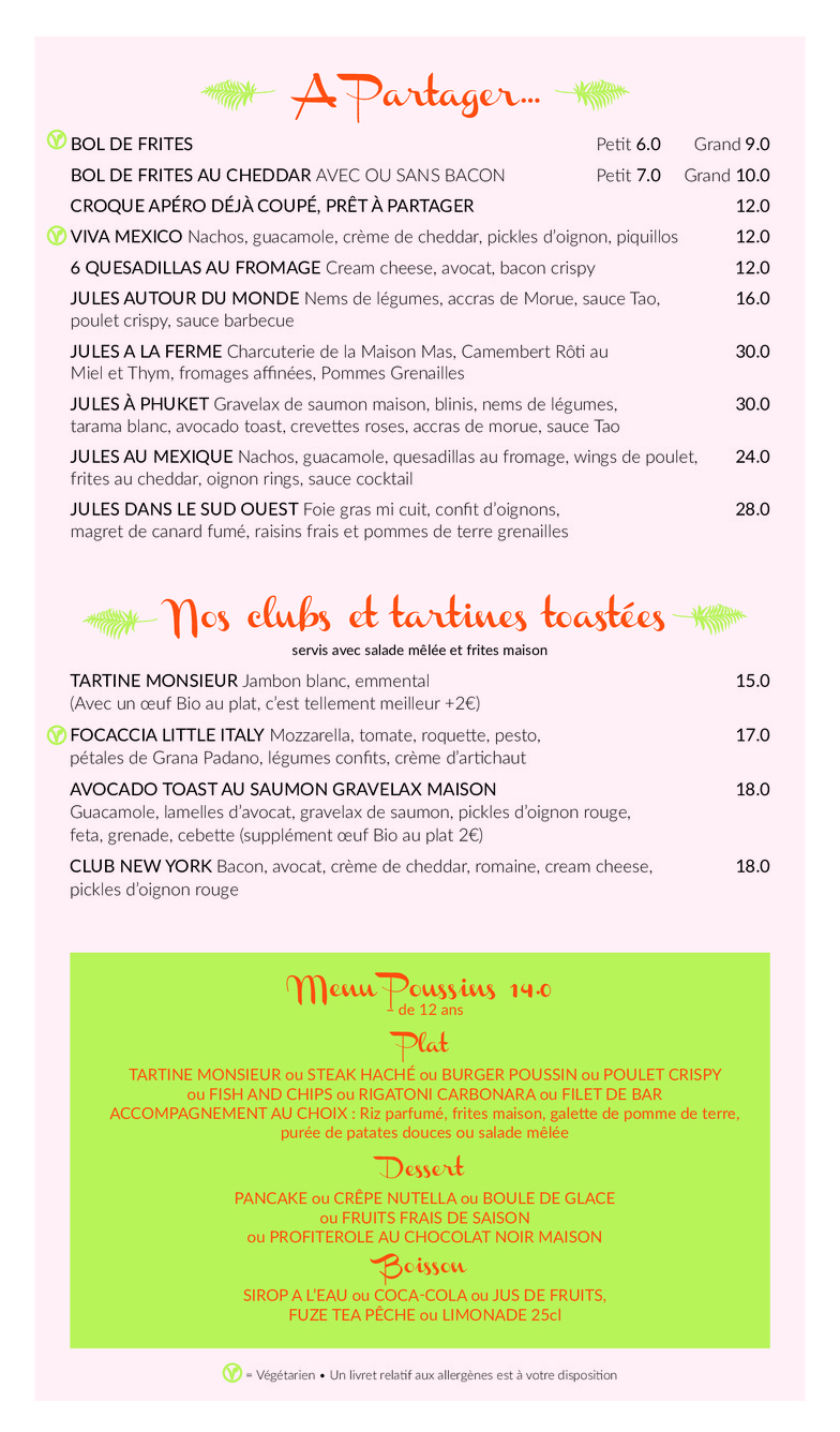 Jules menu 3