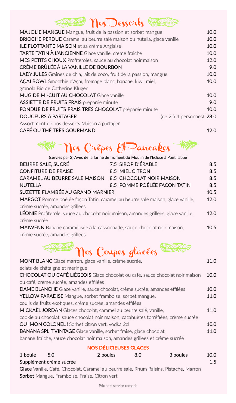 Jules menu 4