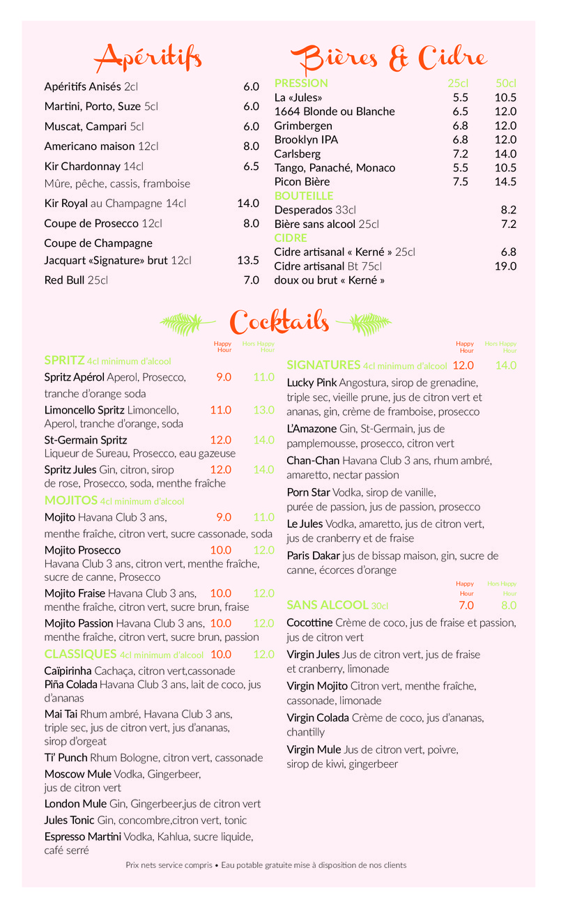 Jules menu 6