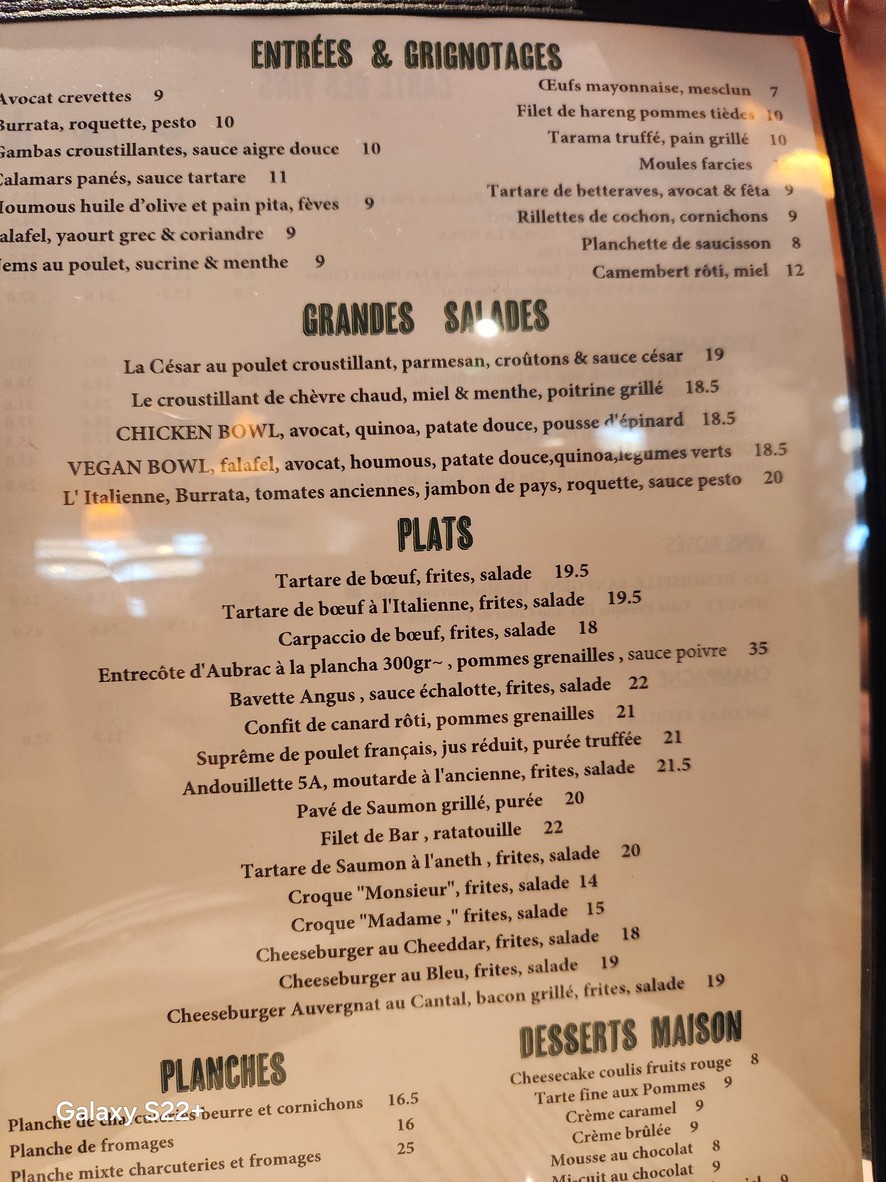 Cafe de l'Eglise menu 1