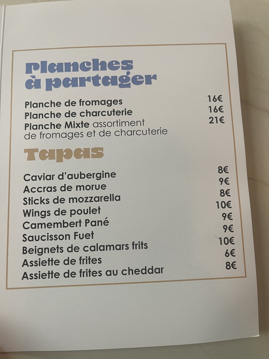 Le Père Cardinet menu 1
