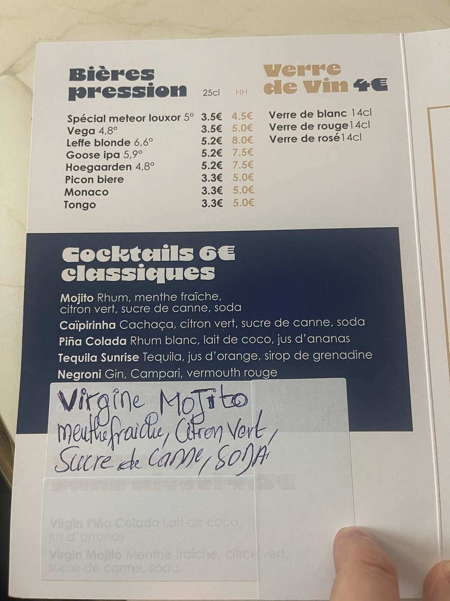 Le Père Cardinet menu 2