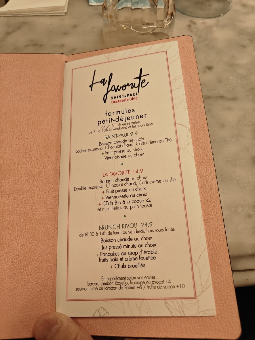 La Favorite Saint-Paul menu 2