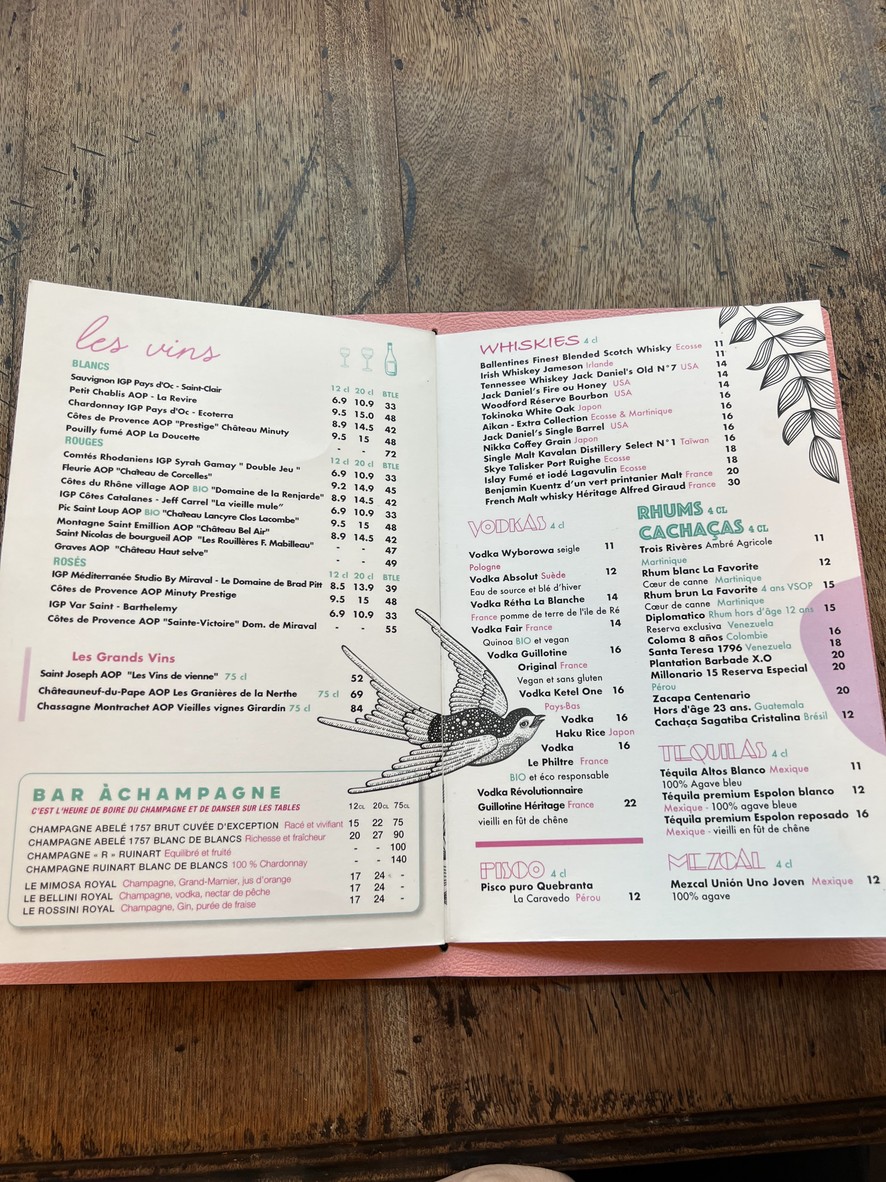 La Favorite Saint-Paul menu 3