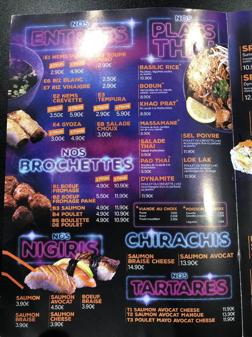 Sabaidi Aubervilliers menu 1