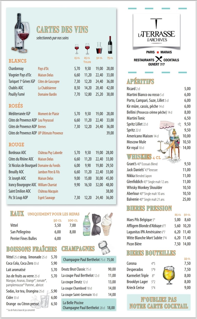 La Terrasse des Archives menu 2