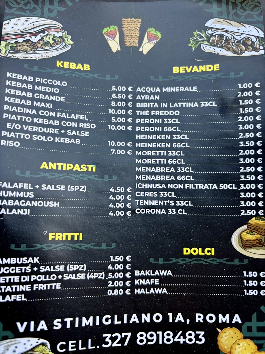 Kebab Siriano menu 2