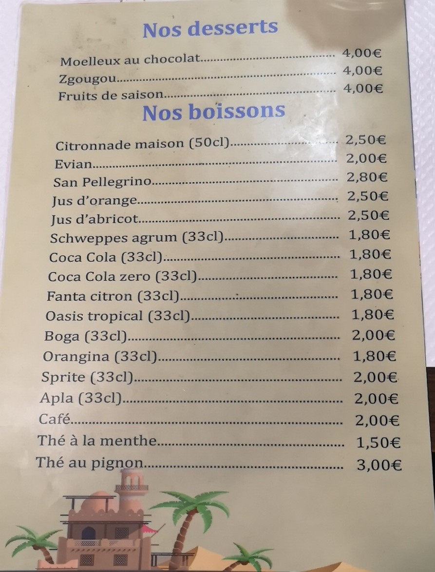 O' 3 Frères menu 3