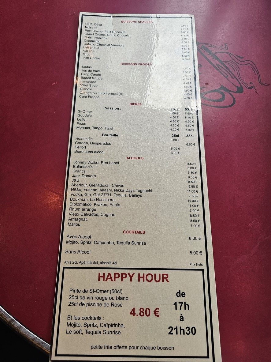 Au Troquet de la Place menu 2