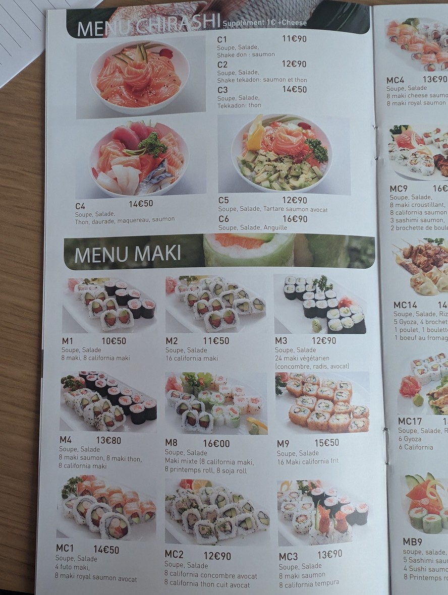 Toma Sushi menu 2