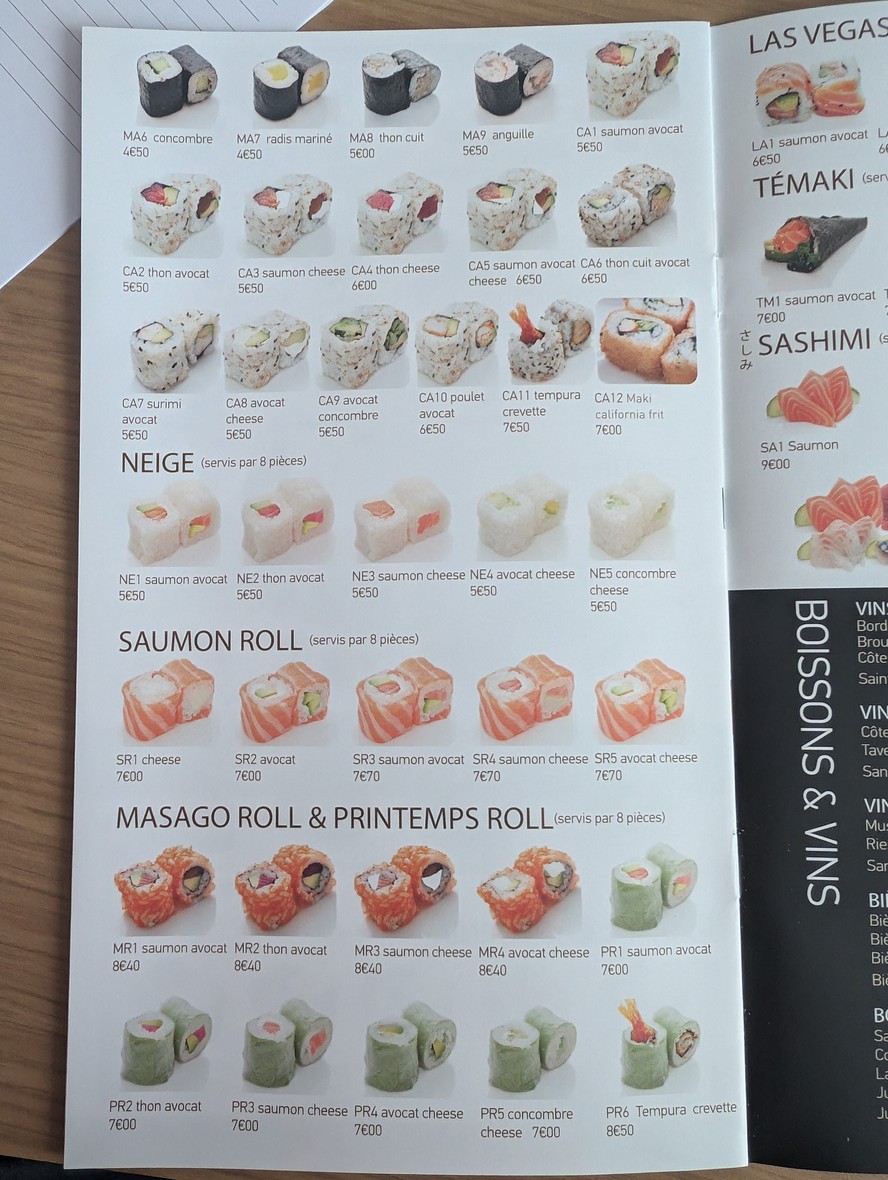 Toma Sushi menu 3