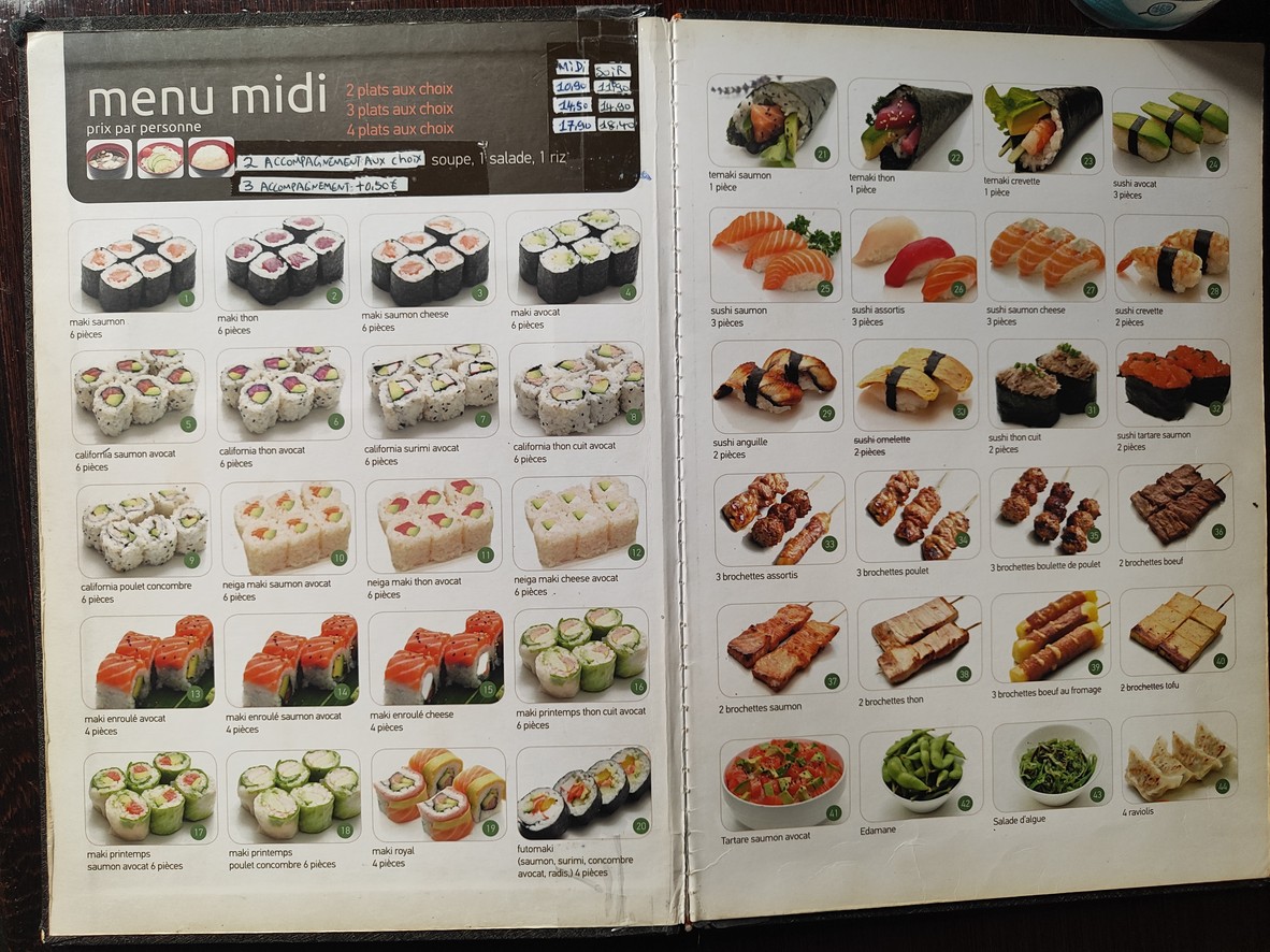 Sashimi menu 1
