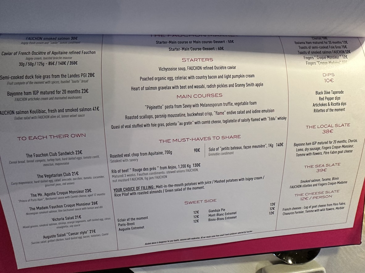 Le Grand Café Fauchon menu 1