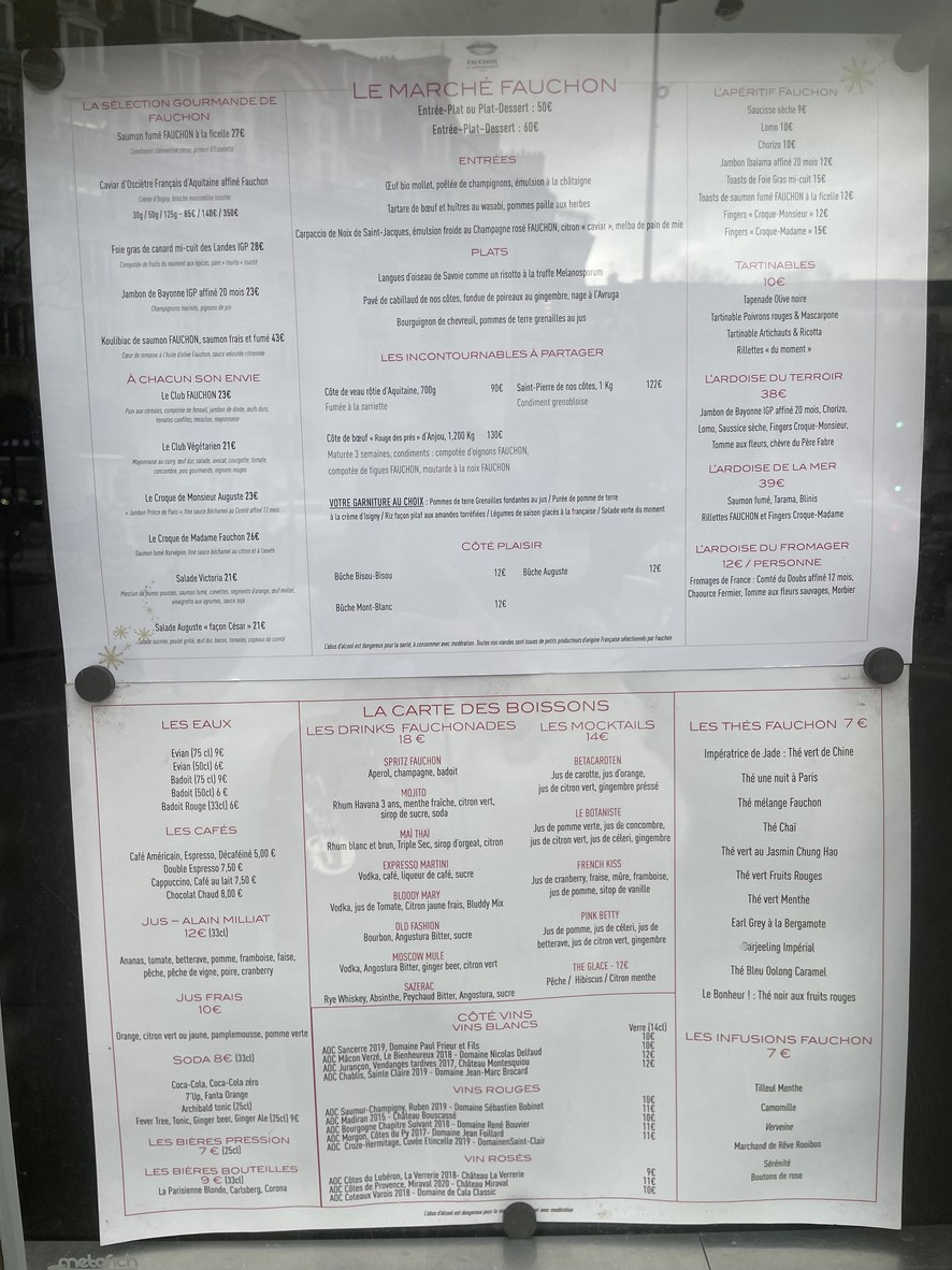 Le Grand Café Fauchon menu 3