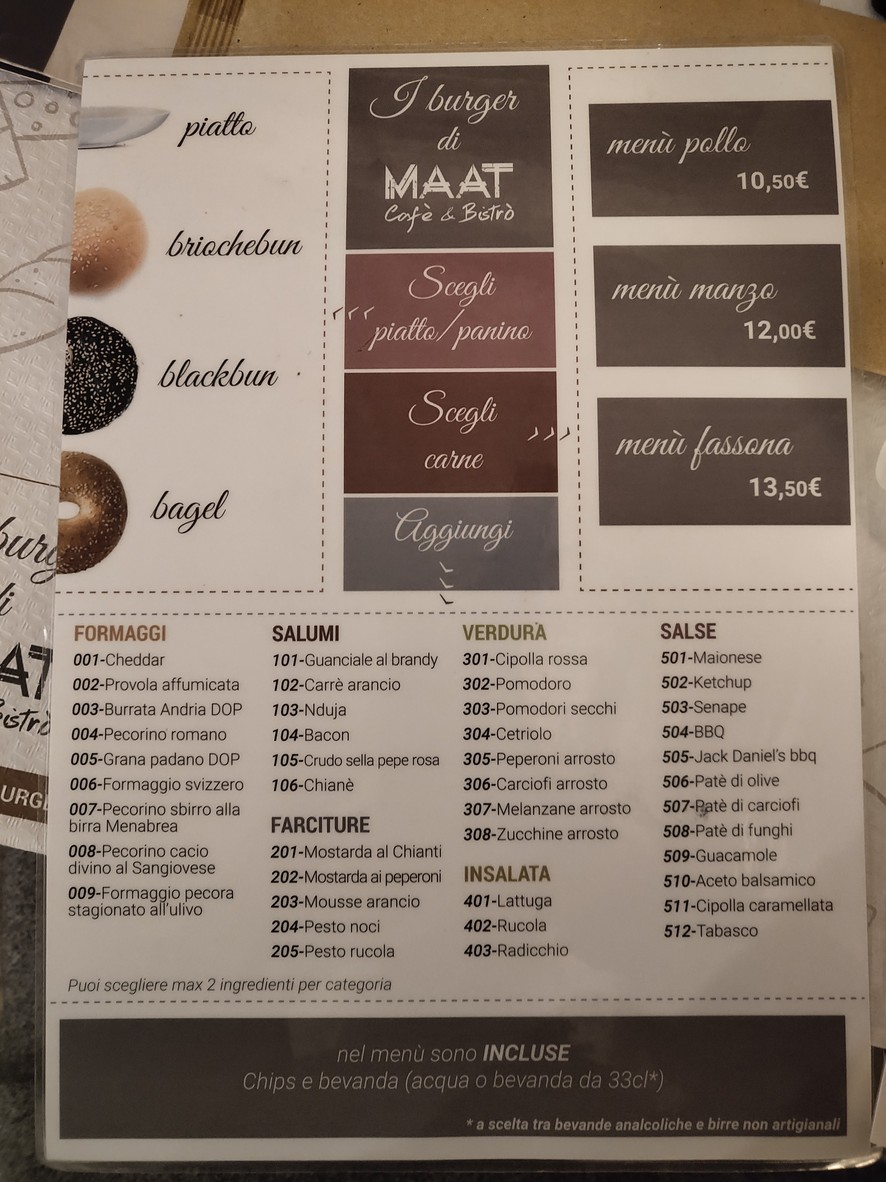 Maat American Cafe menu 2