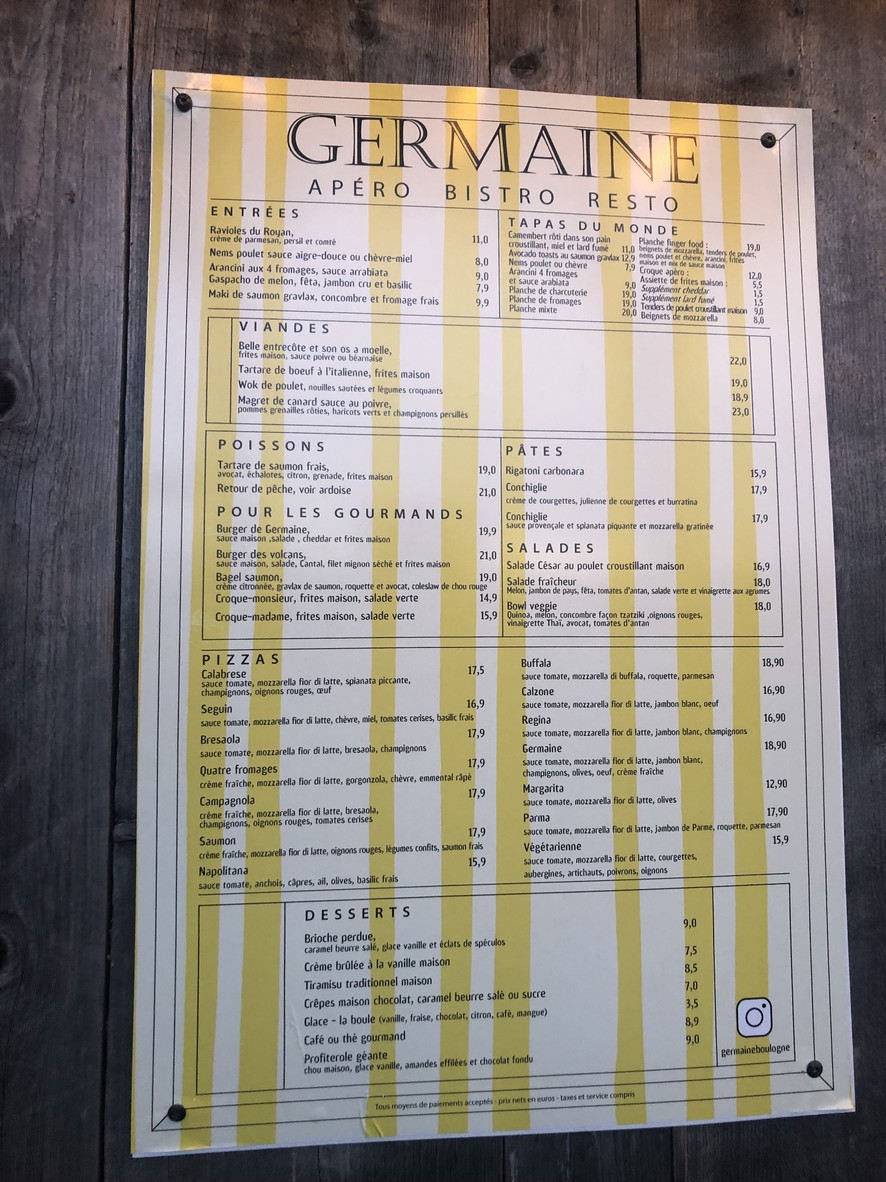 Germaine menu 1