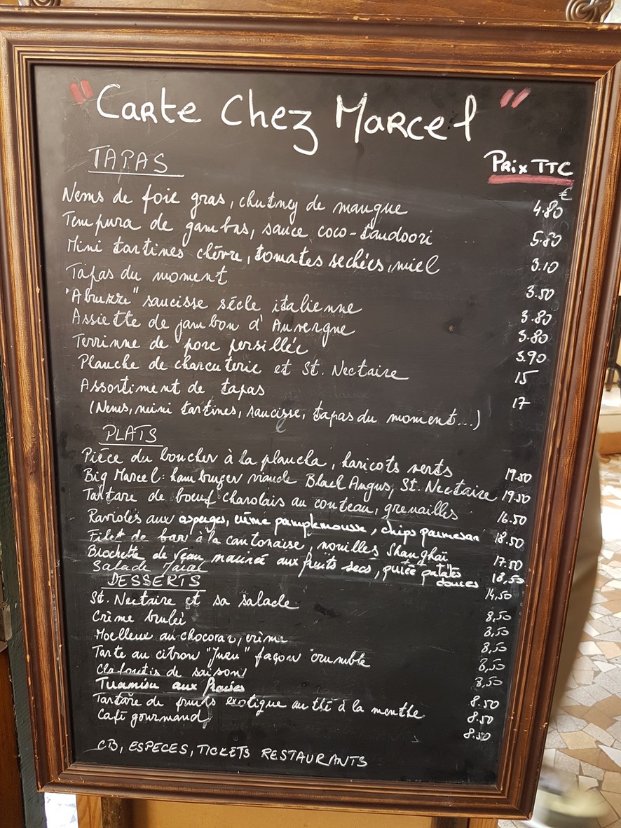 Chez Marcel menu 1