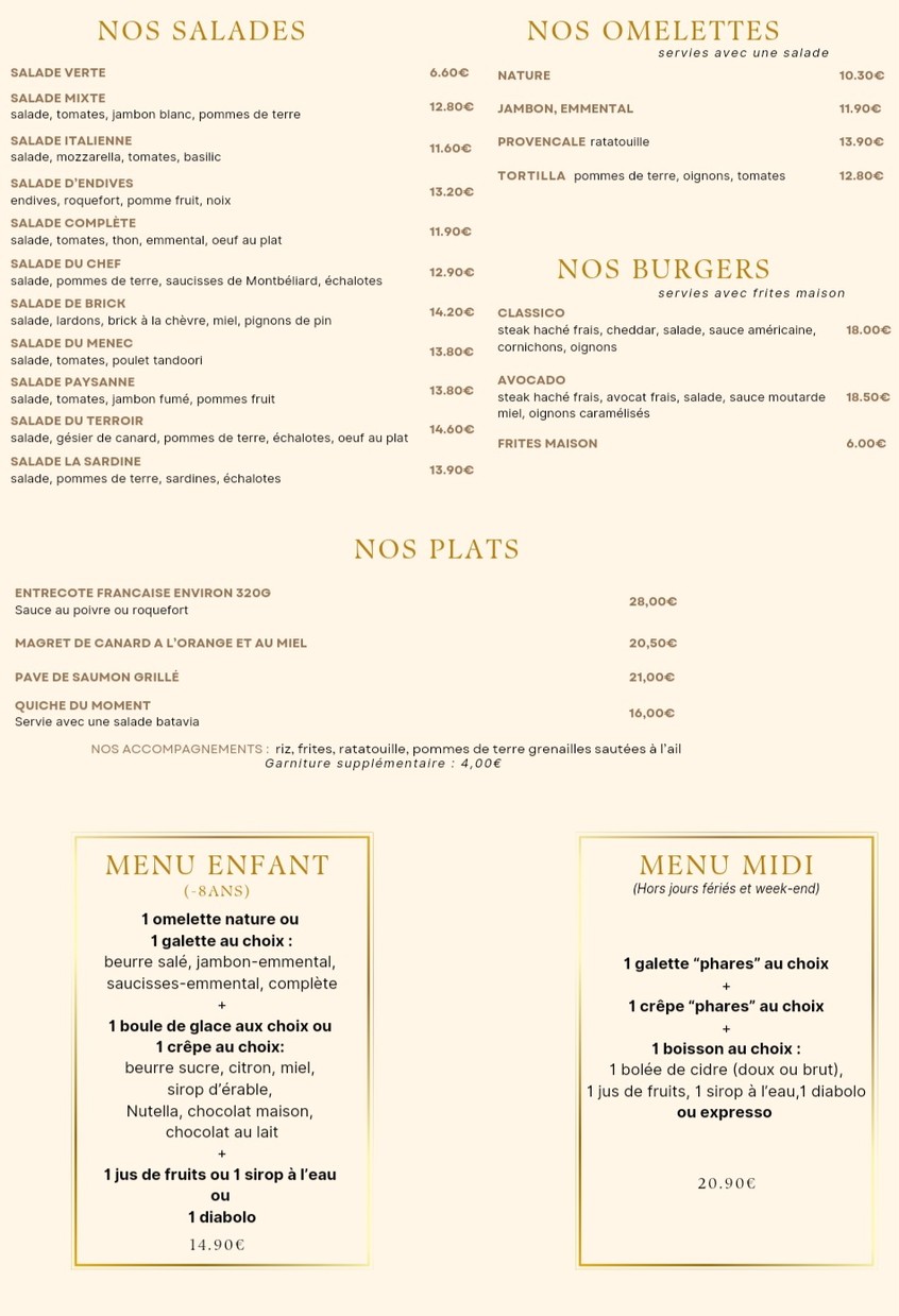 Le Menec Paris 16 menu 1