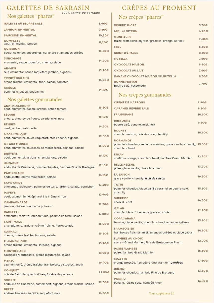 Le Menec Paris 16 menu 2