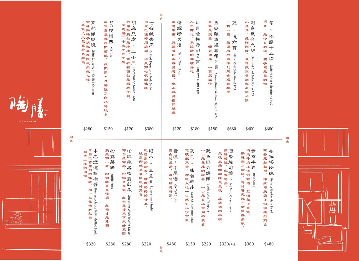 Tao Shan Ri Shi Liao Li menu 1