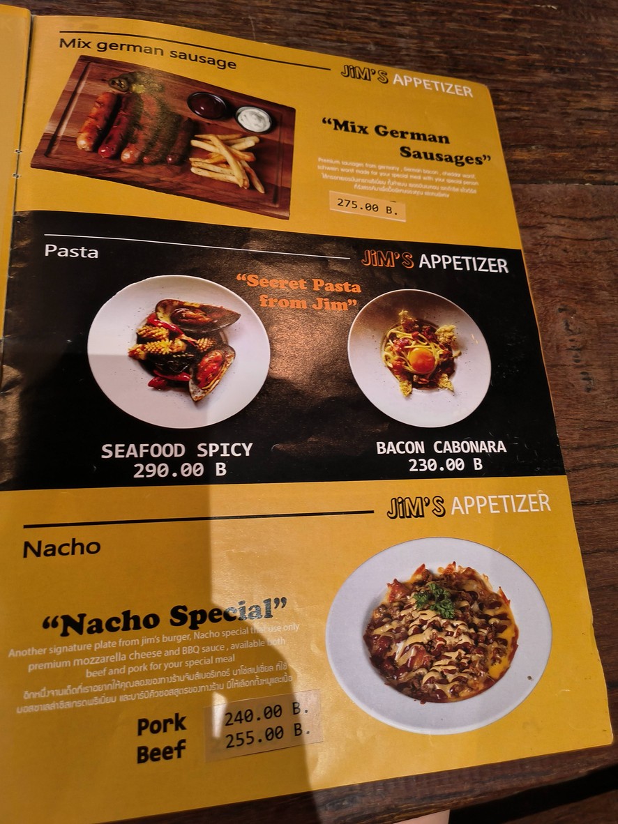 Jim's Burger & Beer Senanikom menu 3