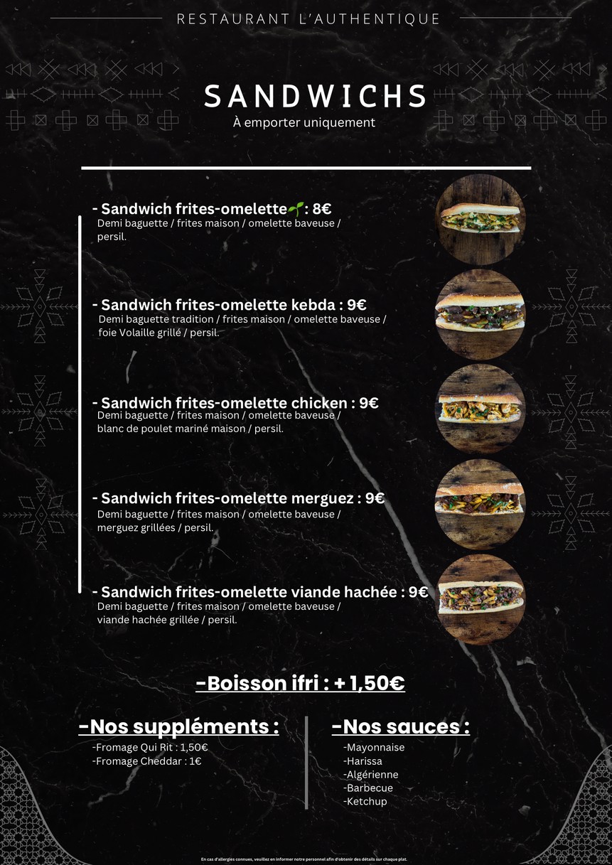 L’Authentique menu 3